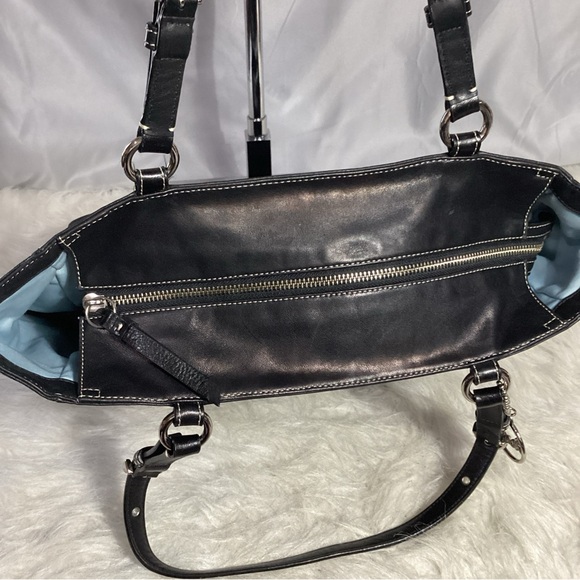 Coach Leather Soho Pleated Gallery Lg Black Tote Bag F14673 Shoulder - Picture 9 of 12